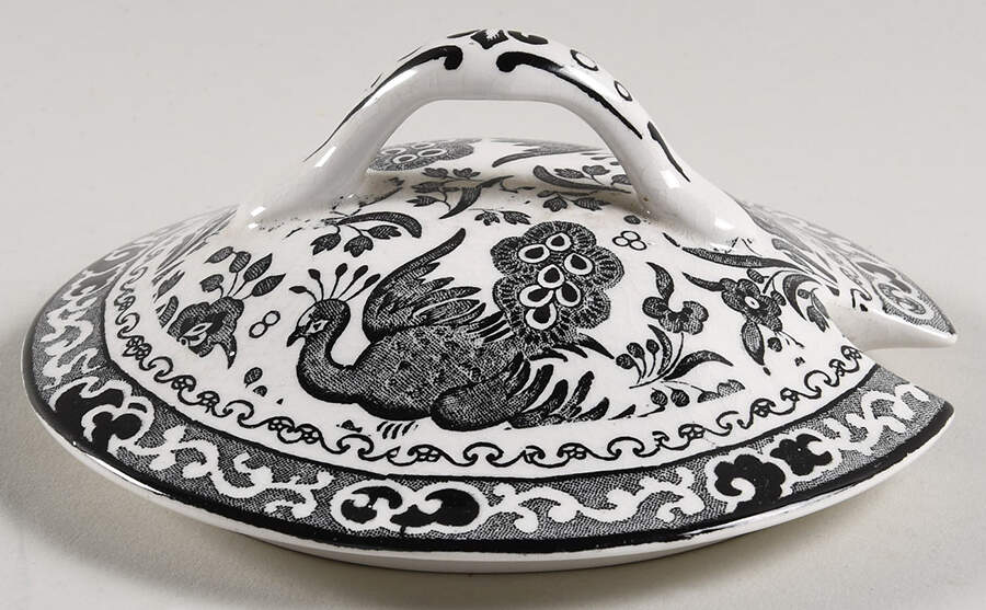 Chinese Peacock-Black Lid for Mini Tureen by Burgess & Leigh-1