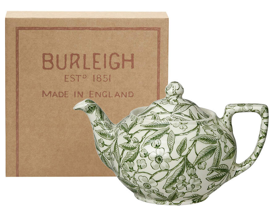 Green Prunus Small Teapot & Lid by Burgess & Leigh-1