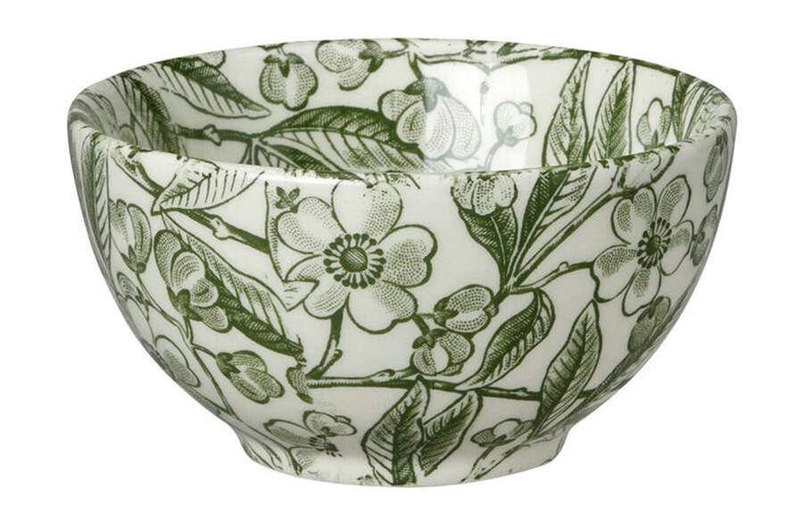 Green Prunus Open Sugar Bowl by Burgess & Leigh-1