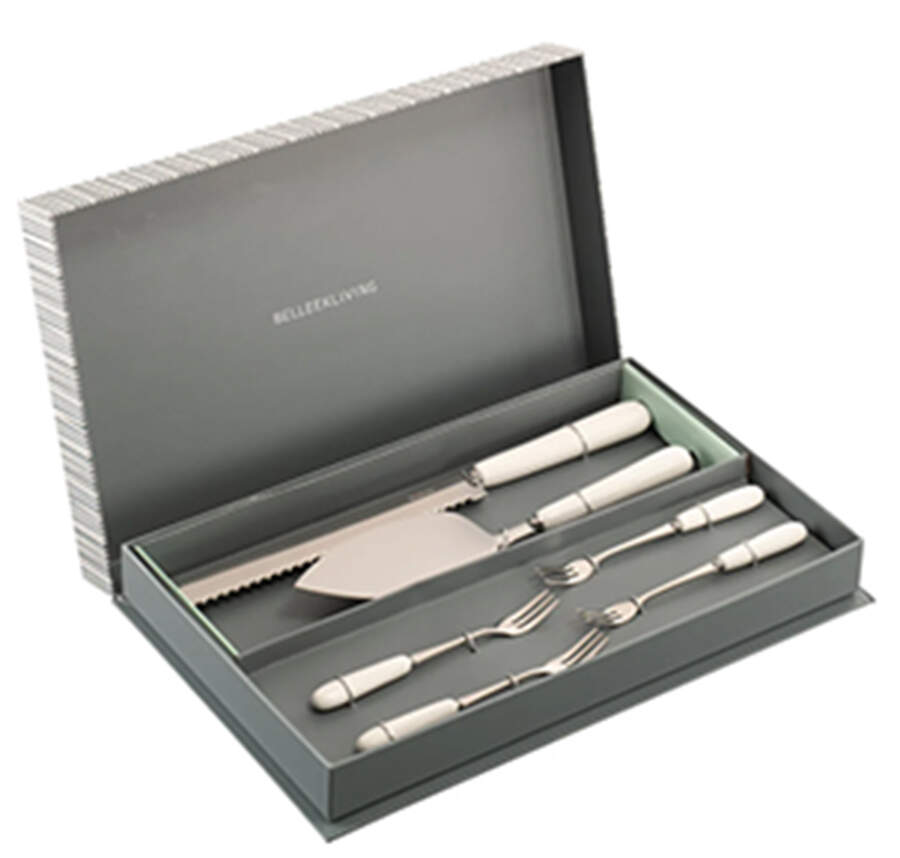 Erne Cake Server W/Stainless Blade by Belleek Pottery (Ireland)-1