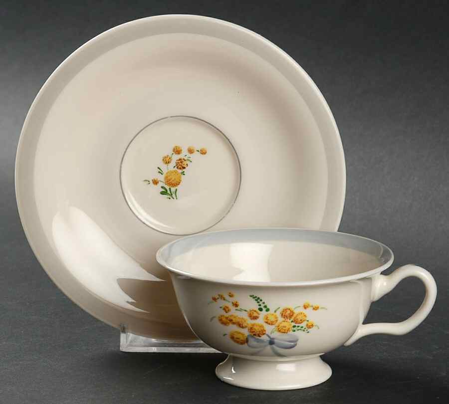 Acacia Footed Cup & Saucer Set by Castleton (USA)-1