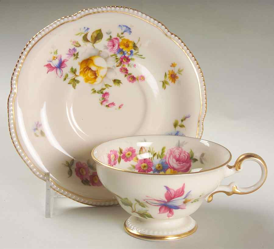 Ascona Footed Cup & Saucer Set by Castleton (USA)-1