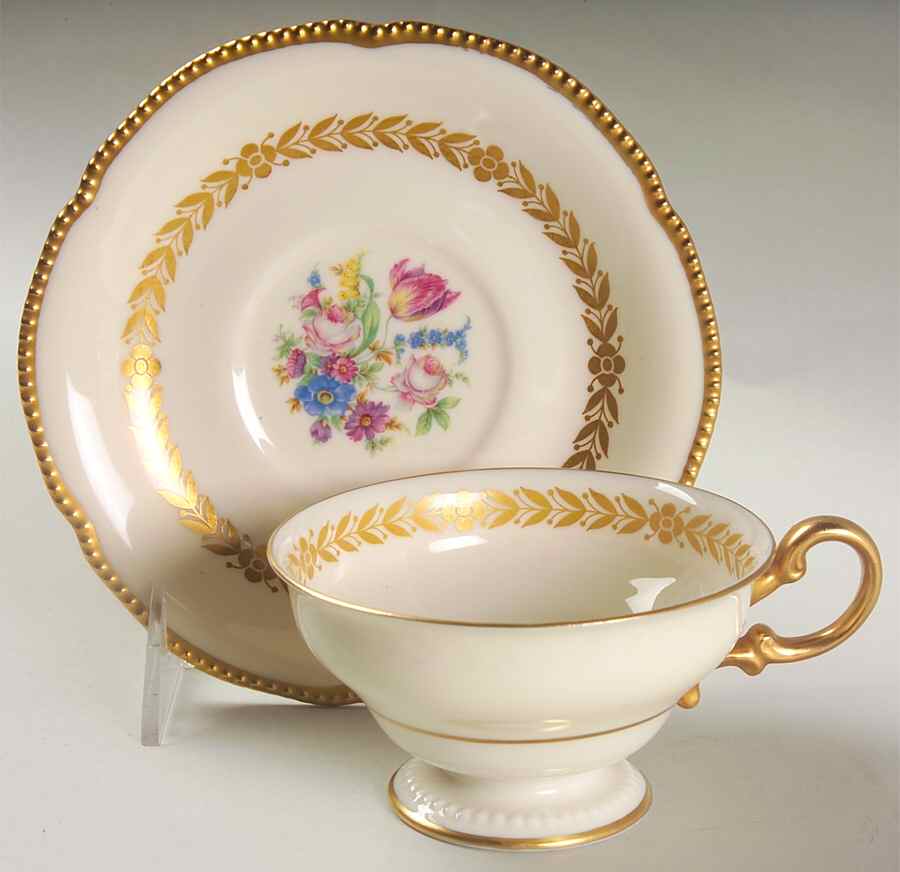 Bellwood Ivory Footed Cup & Saucer Set by Castleton (USA)-1