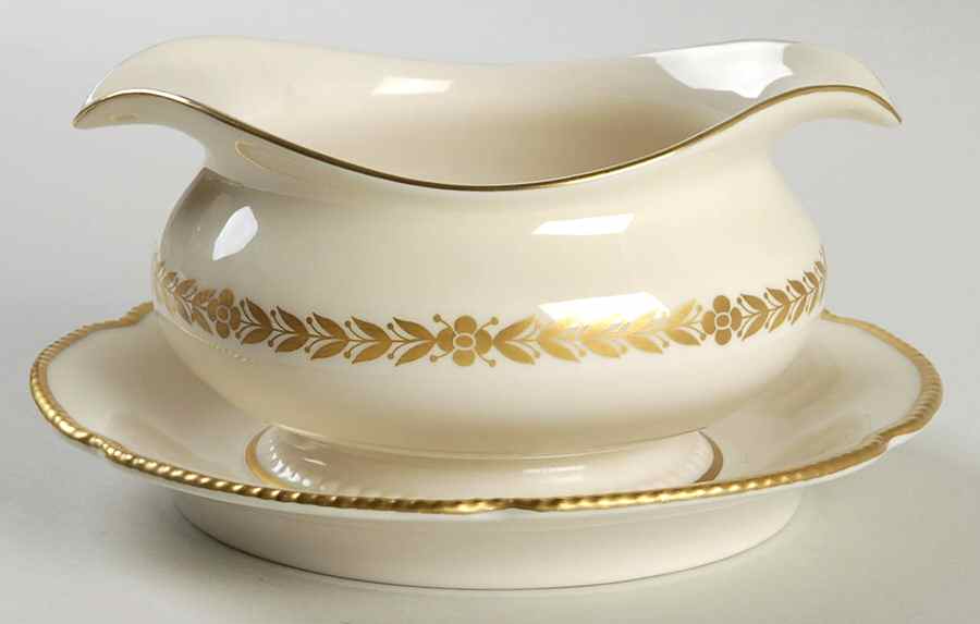 Bellwood Ivory Gravy Boat with Attached Underplate by Castleton (USA)-1