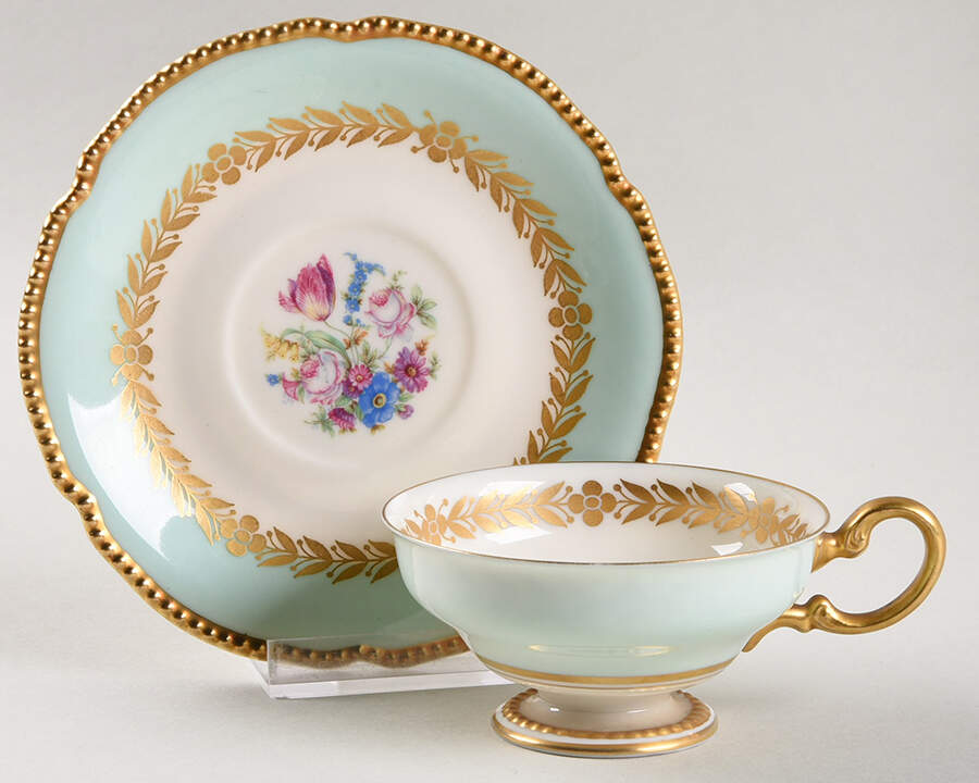 Bellwood Turquoise Footed Demitasse Cup & Saucer Set by Castleton (USA)-1
