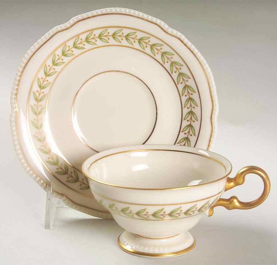 Bristol Green Footed Cup & Saucer Set by Castleton (USA)-1