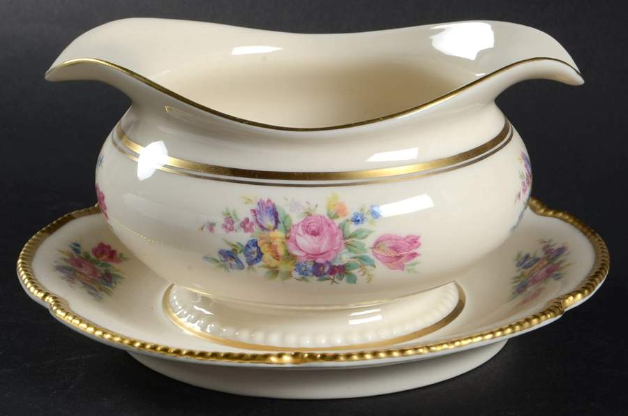 Castleton Bouquet Gravy Boat with Attached Underplate by Castleton (USA)-1