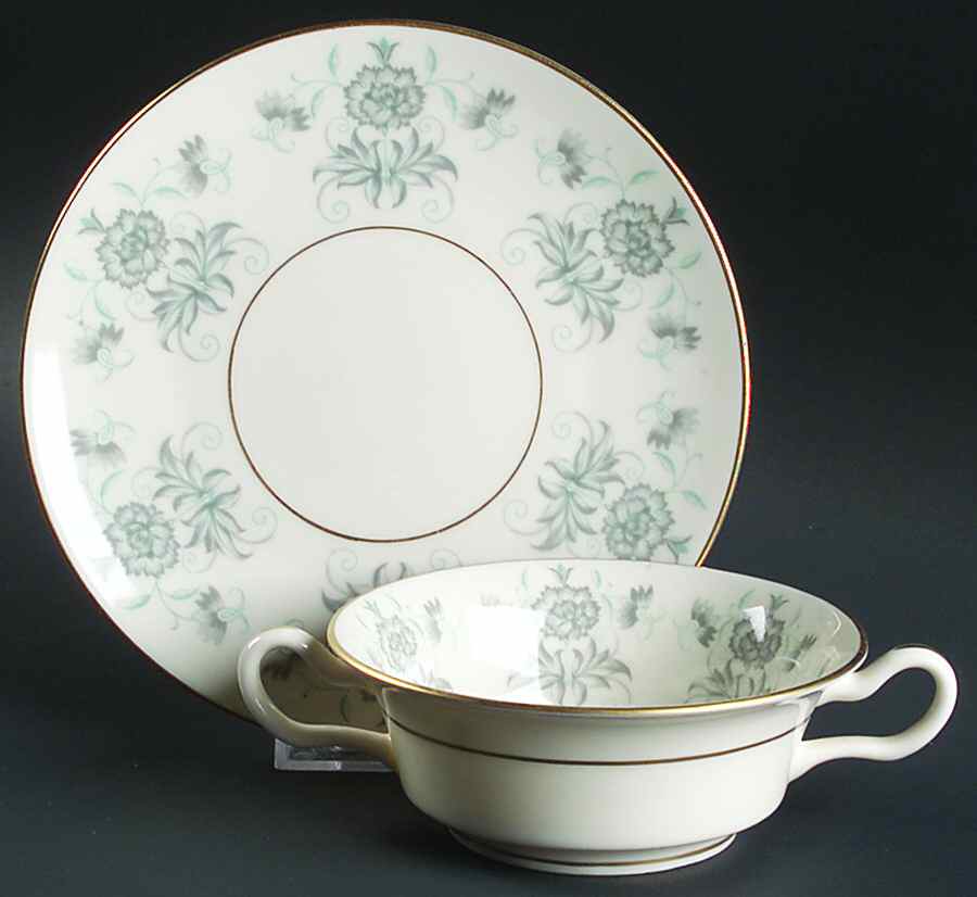 Caprice Footed Cream Soup Bowl & Saucer Set by Castleton (USA)-1