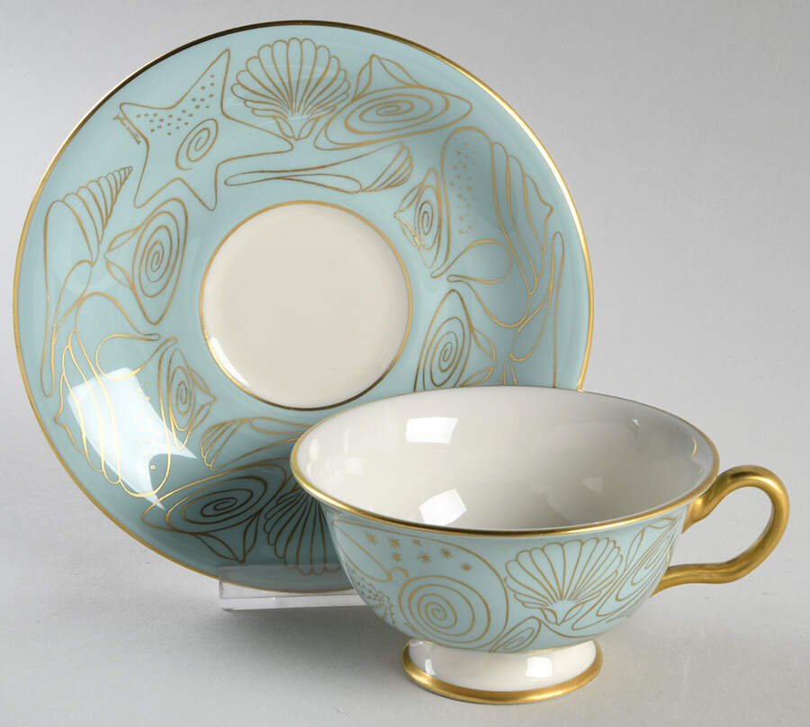 Captiva Footed Cup & Saucer Set by Castleton (USA)-1