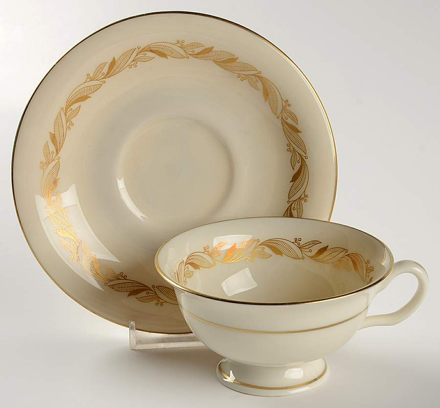 Carlton Footed Cup & Saucer Set by Castleton (USA)-1