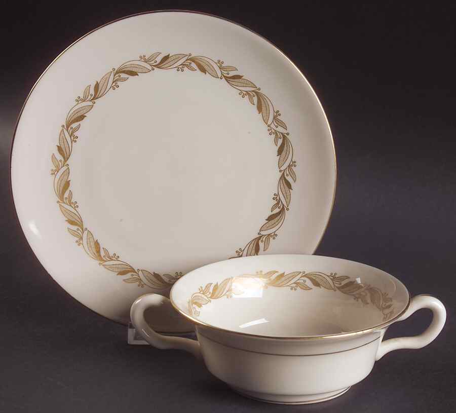 Carlton Flat Cream Soup Bowl & Saucer Set by Castleton (USA)-1