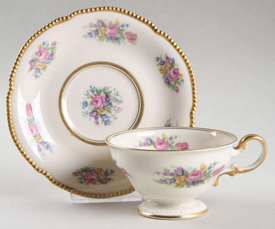 Castleton Rose Footed Cup & Saucer Set by Castleton (USA)-1