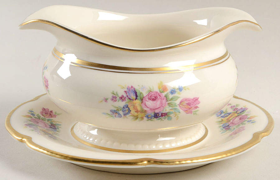 Castleton Rose Gravy Boat with Attached Underplate by Castleton (USA)-1