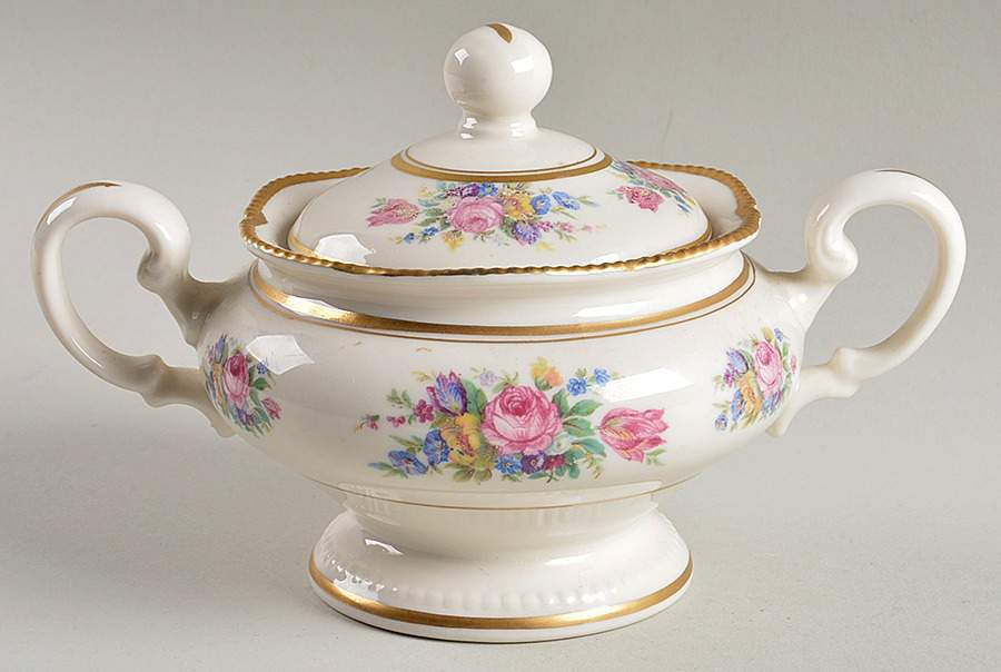 Castleton Rose Sugar Bowl & Lid by Castleton (USA)-1