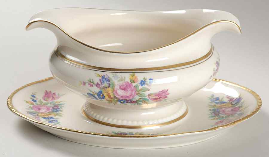 Castleton Rose Gravy Boat with Attached Underplate by Castleton (USA)-1