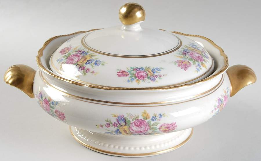 Castleton Rose Round Covered Vegetable by Castleton (USA)-1
