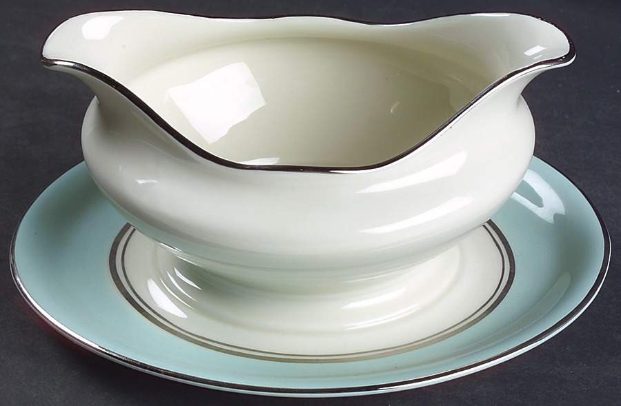 Castleton Turquoise Gravy Boat with Attached Underplate by Castleton (USA)-1