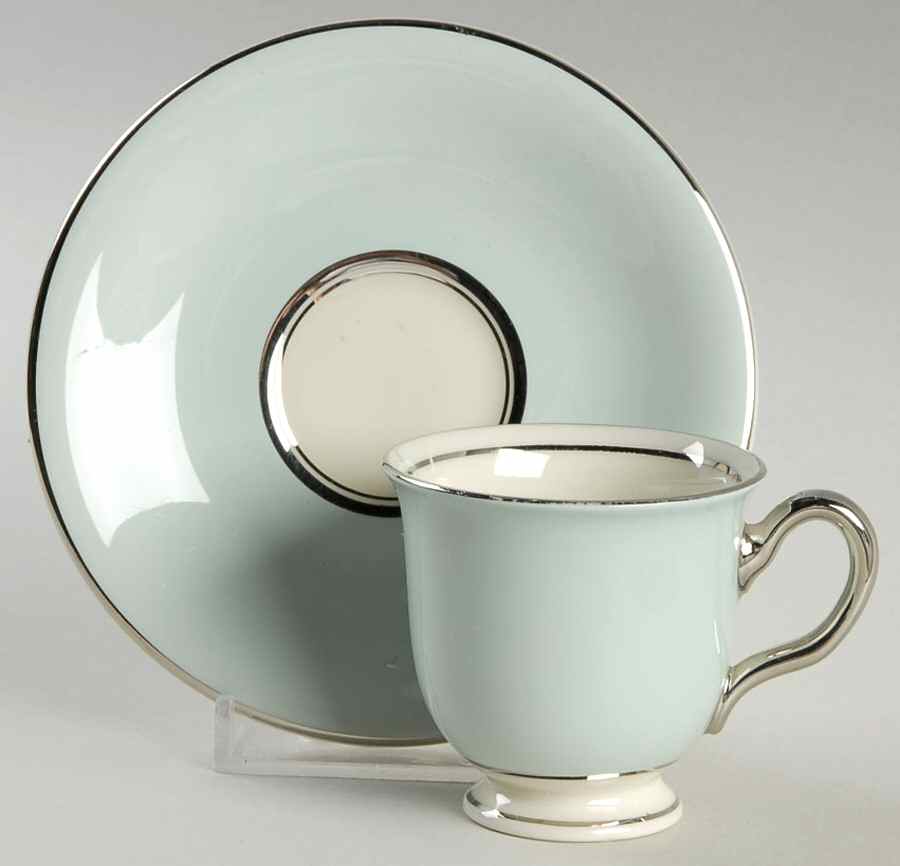 Castleton Turquoise Footed Demitasse Cup & Saucer Set by Castleton (USA)-1