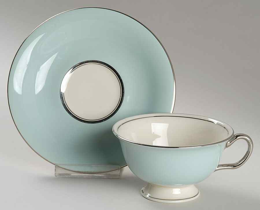 Castleton Turquoise Footed Cup & Saucer Set by Castleton (USA)-1