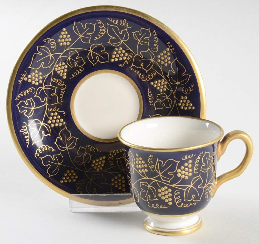 Caveaux Footed Demitasse Cup & Saucer Set by Castleton (USA)-1