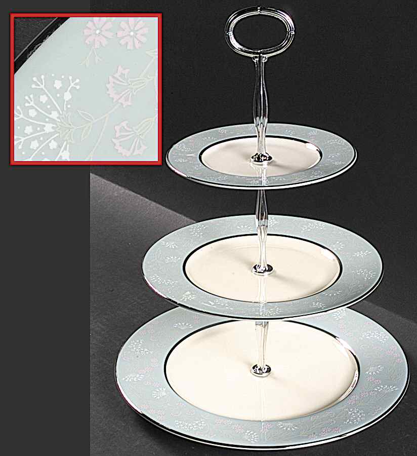Corsage 13 7/8"-14 1/4" 3-Tiered Serving Tray(DP,SP,BB) HC by Castleton (USA)-1