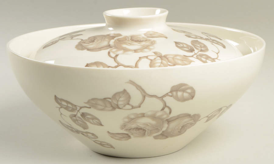 Dawn Rose Round Covered Vegetable by Castleton (USA)-1