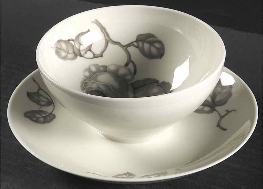Dawn Rose Gravy Boat with Attached Underplate by Castleton (USA)-1
