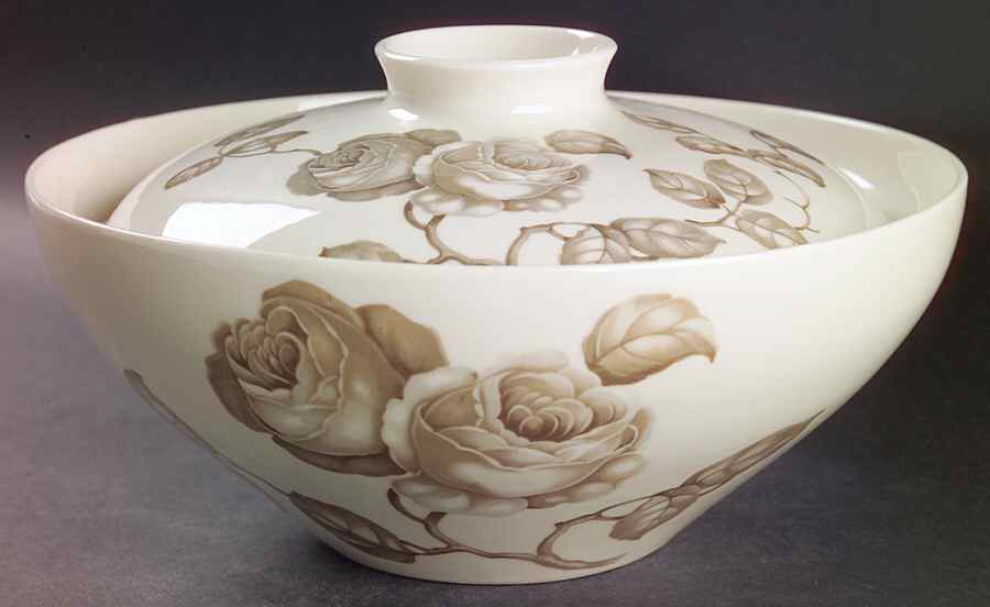 Dawn Rose Round Covered Vegetable by Castleton (USA)-1