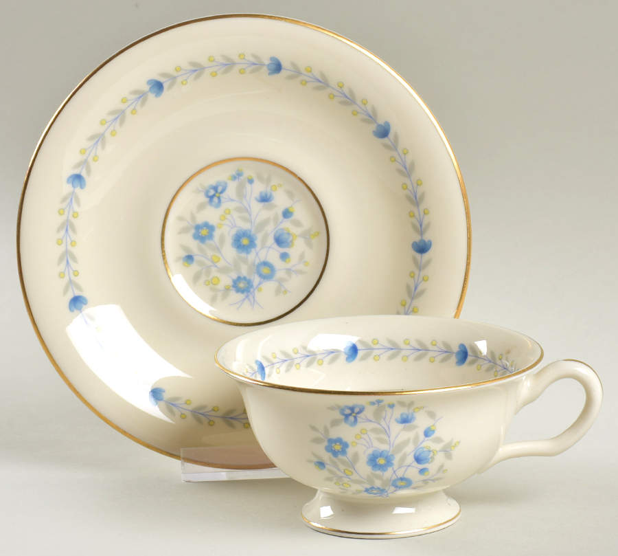 Devon Footed Cup & Saucer Set by Castleton (USA)-1