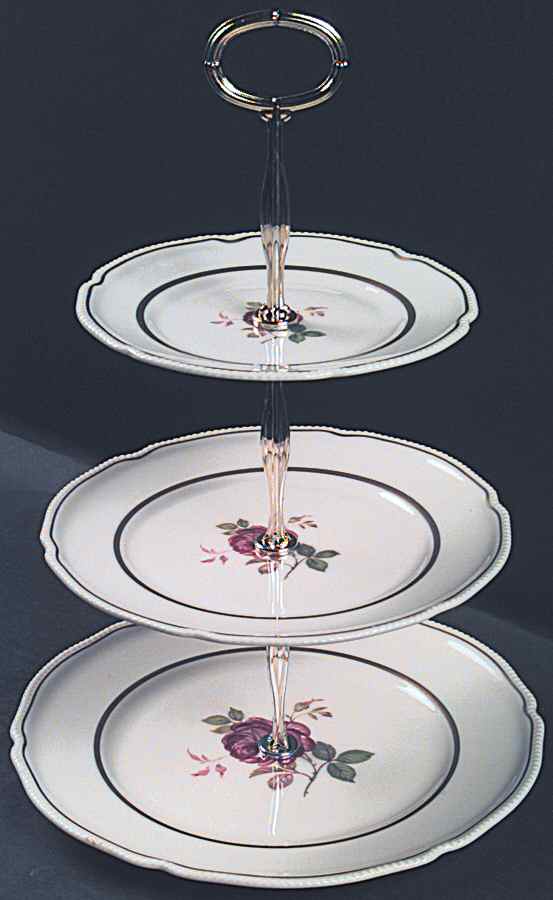 Dolly Madison 13 7/8"-14 1/4" 3-Tiered Serving Tray(DP,SP,BB) HC by Castleton (USA)-1