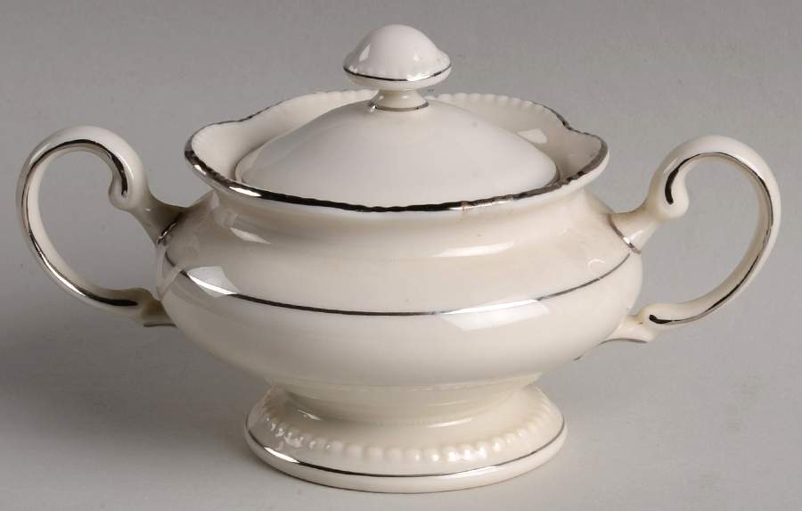 Empire (No Wreath, Platinum Trim) Sugar Bowl & Lid by Castleton (USA)-1