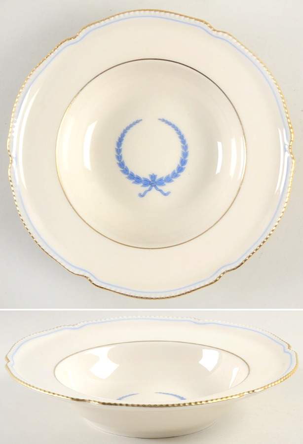 Empire (Blue Wreath, Gold Trim) Rim Soup Bowl by Castleton (USA)-1