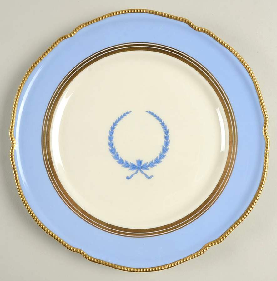 Empire (Blue Wreath, Gold Trim) Dinner Plate by Castleton (USA)-1
