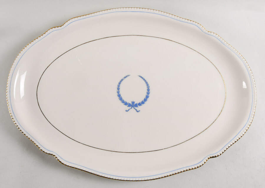 Empire (Blue Wreath, Gold Trim) 19" Oval Serving Platter by Castleton (USA)-1
