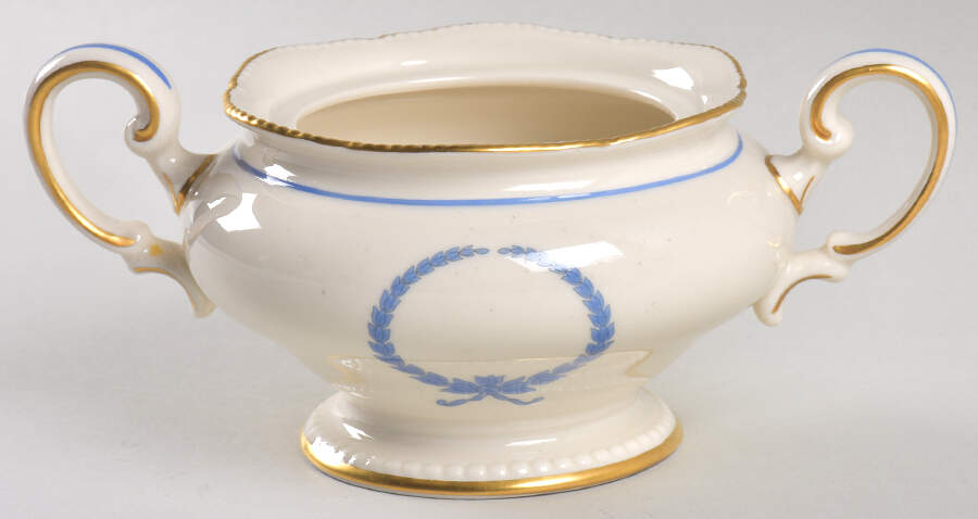 Empire (Blue Wreath, Gold Trim) Sugar Bowl No Lid by Castleton (USA)-1