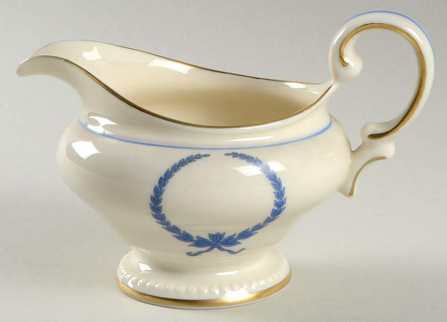 Empire (Blue Wreath, Gold Trim) Creamer by Castleton (USA)-1