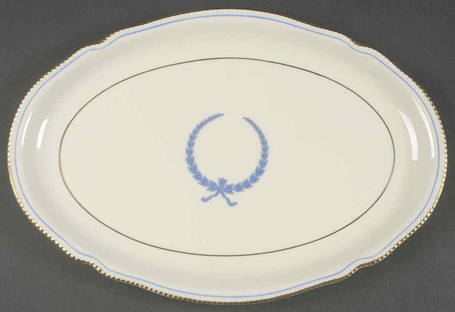 Empire (Blue Wreath, Gold Trim) 13" Oval Serving Platter by Castleton (USA)-1