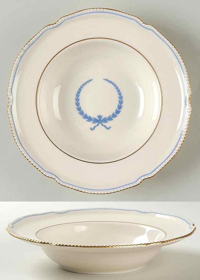 Empire (Blue Wreath, Gold Trim) Rim Soup Bowl by Castleton (USA)-1