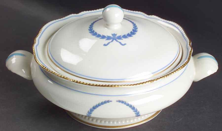 Empire (Blue Wreath, Gold Trim) Round Covered Vegetable by Castleton (USA)-1