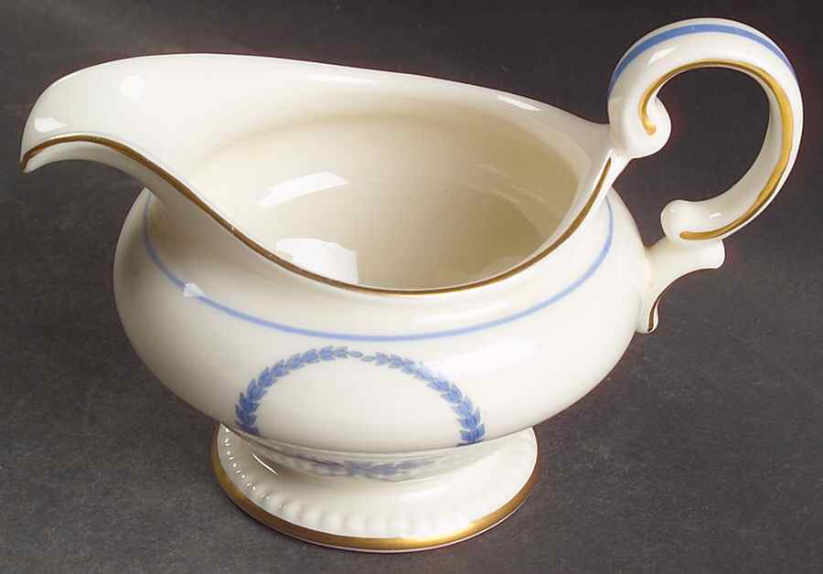 Empire (Blue Wreath, Gold Trim) Creamer by Castleton (USA)-1