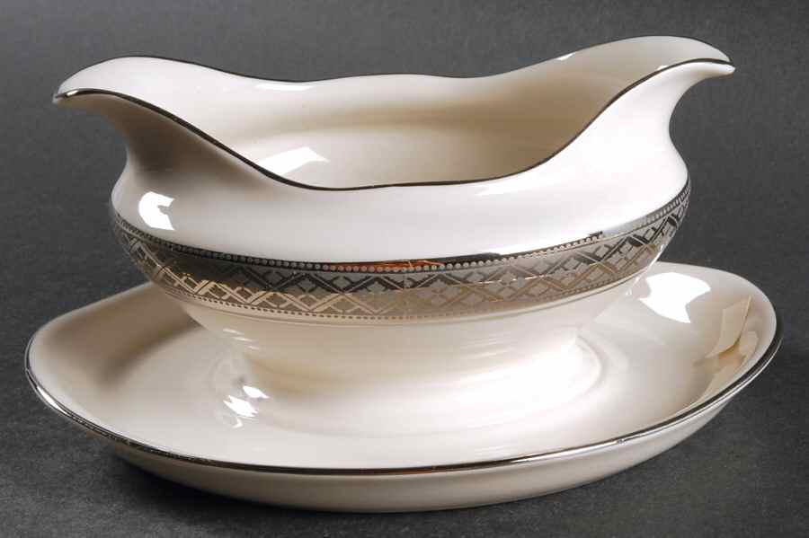 Evening Reflections Platinum Gravy Boat with Attached Underplate by Castleton (USA)-1