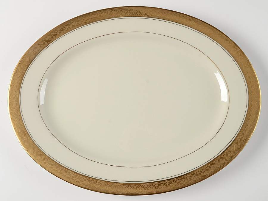 Evening Reflections Gold 15" Oval Serving Platter by Castleton (USA)-1