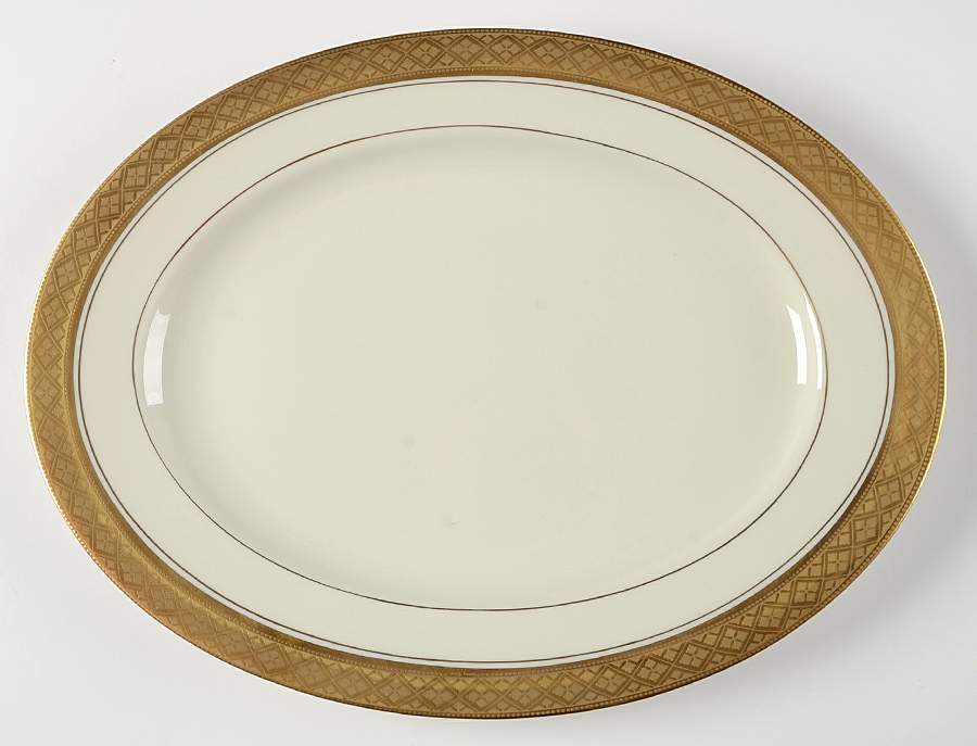 Evening Reflections Gold 13" Oval Serving Platter by Castleton (USA)-1