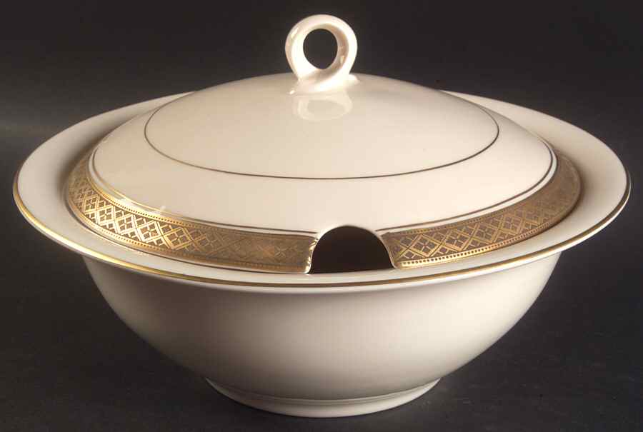 Evening Reflections Gold Round Covered Vegetable by Castleton (USA)-1