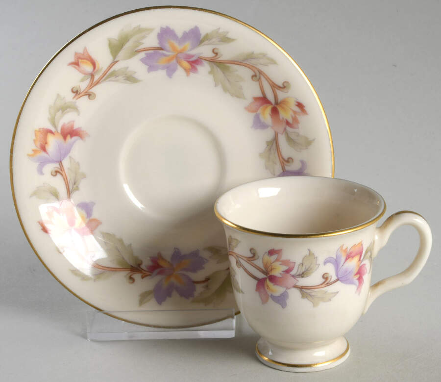 Fantasy Footed Demitasse Cup & Saucer Set by Castleton (USA)-1