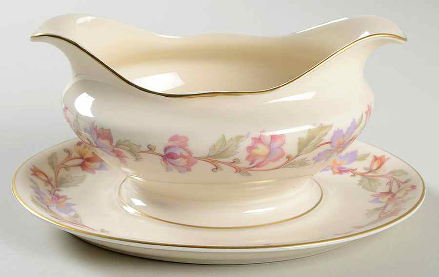 Fantasy Gravy Boat with Attached Underplate by Castleton (USA)-1