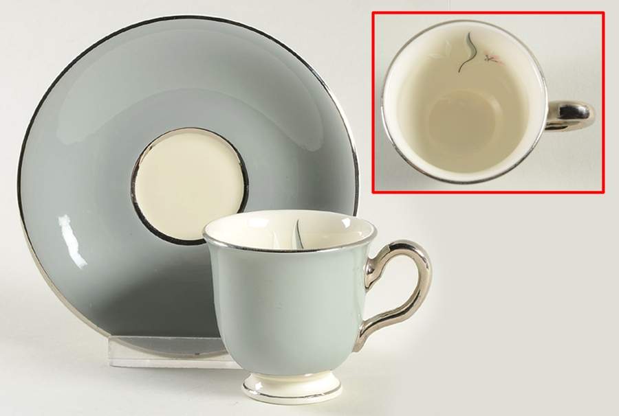 Flair Footed Demitasse Cup & Saucer Set by Castleton (USA)-1