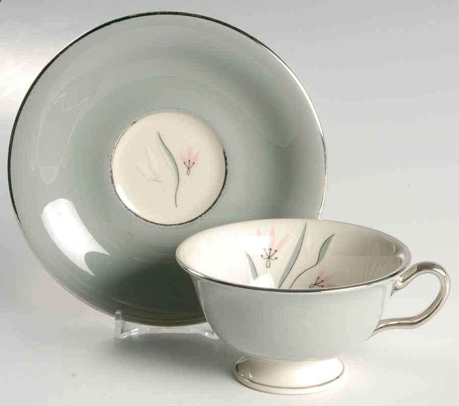 Flair Footed Cup & Saucer Set by Castleton (USA)-1