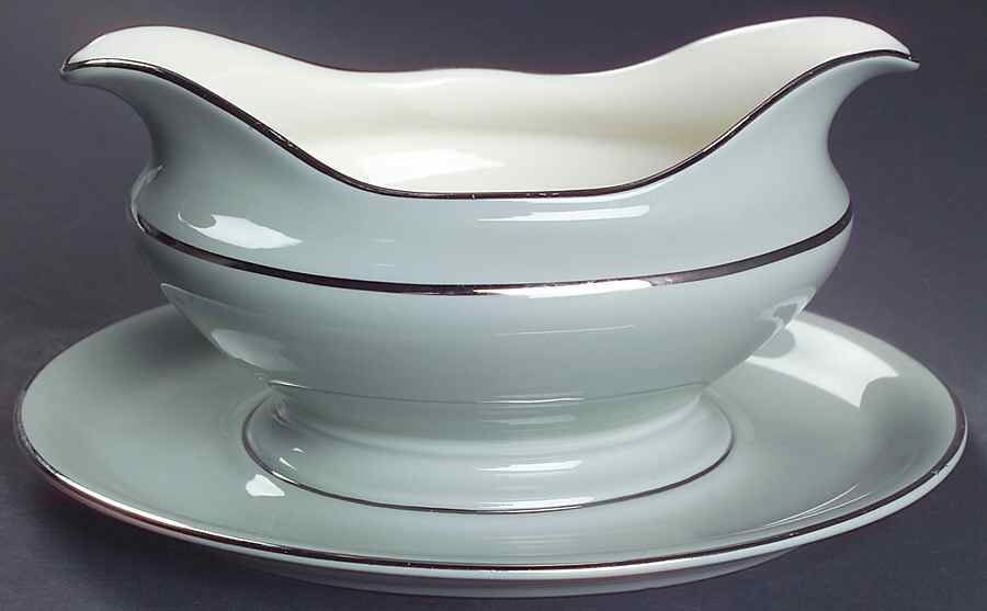 Flair Gravy Boat with Attached Underplate by Castleton (USA)-1
