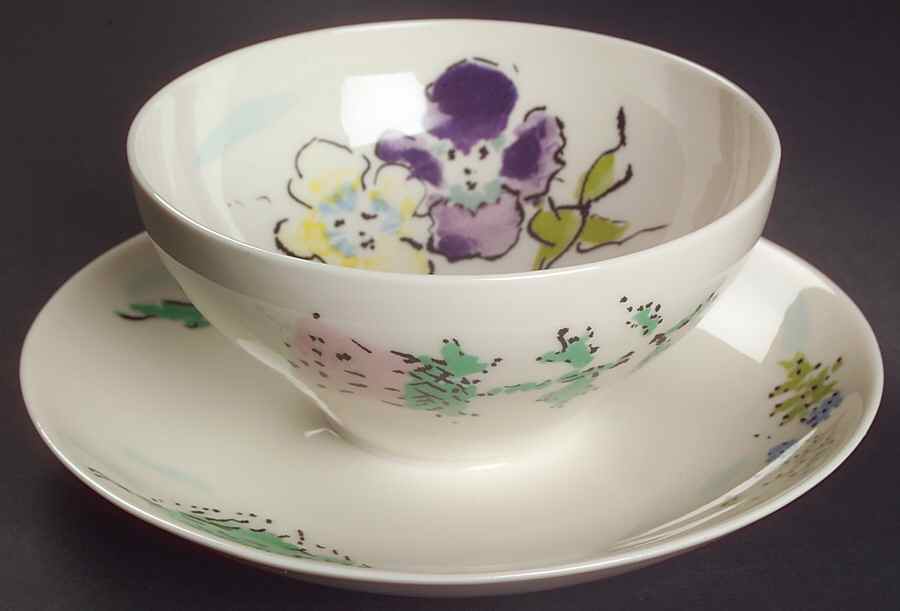 French Garden Gravy Boat with Attached Underplate by Castleton (USA)-1